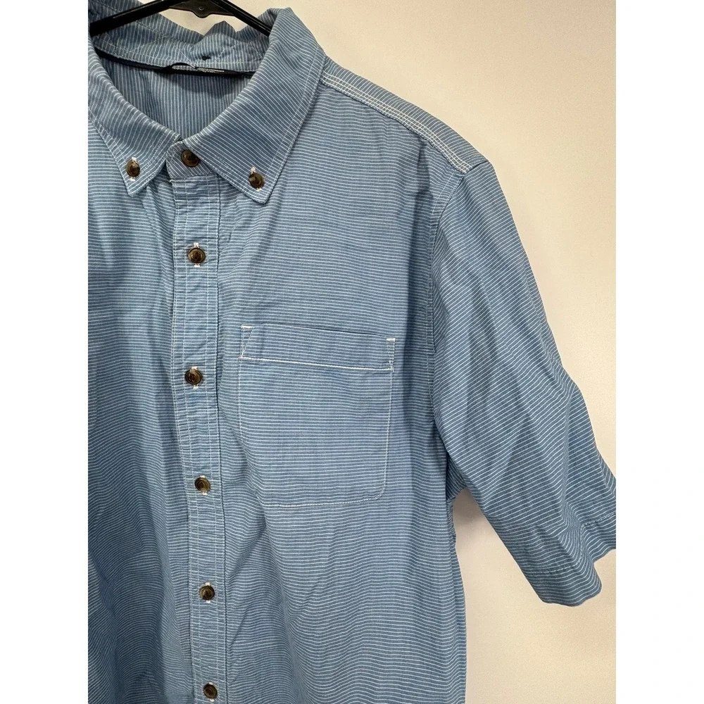 The North Face Mens Medium Blue‎ Striped Short Sleeve Button Down Shirt